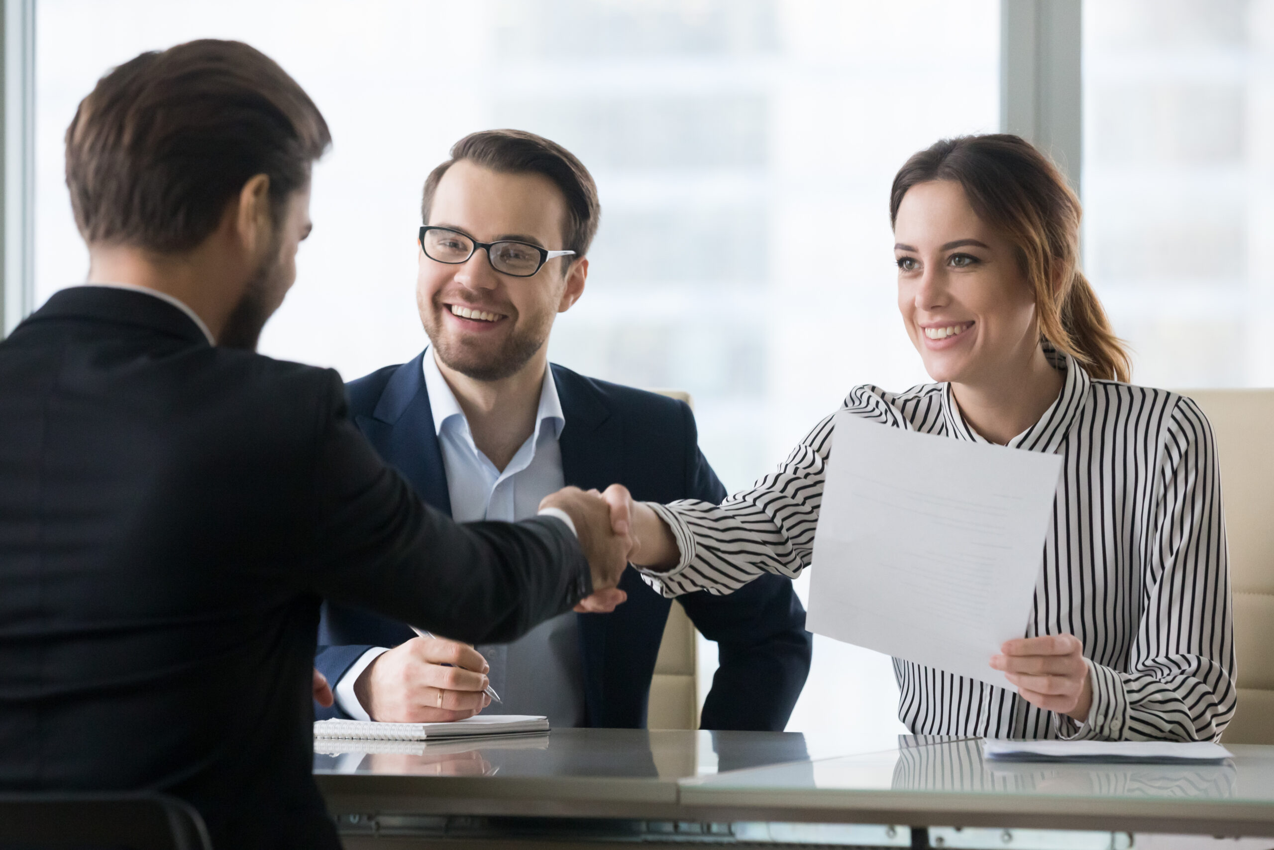 Business person being hired