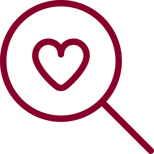 Magnifying glass search icon with heart