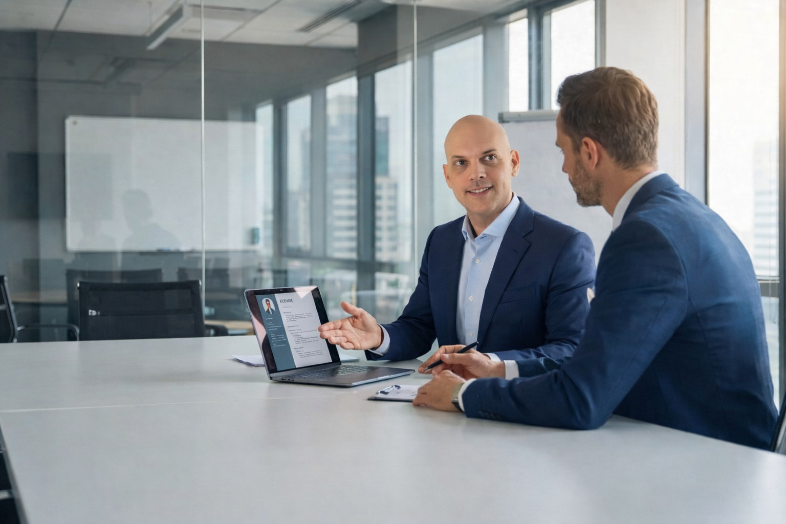 Dr Gary meeting with career coaching client in corporate office setting.