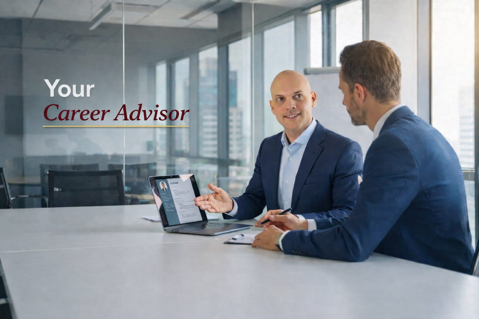 Dr Gary advising career coaching client in corporate office setting.